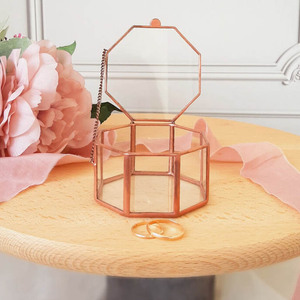 New Arrival Factory Price Hot Sale Wedding <b>Glass</b> Ring Box Custom Clear <b>Glass</b> Jewelry Holder Hexagon Geometric Gift Holder <b>Boxes</b> - Product Image 2