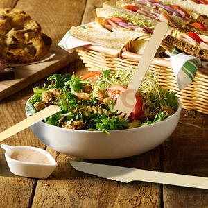 Cuchillo desechable de madera biodegradable de 165mm respetuoso con el medio ambiente, vajilla de fiesta de estilo Simple segura para alimentos, precio de fábrica - Product Image 3