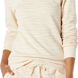 Pull à col rond avec poignets côtelés intérieur en polaire brossée offrant chaleur, confort et durabilité dans le sweat-shirt femme - Product Image 4