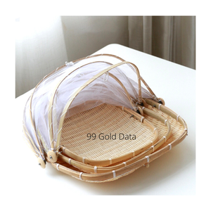 Cesta de bambú tejida a mano para servir comida, juego de cubierta redonda de bambú, respetuoso con el medio ambiente, hecho en Vietnam - Product Image 5