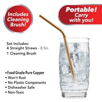 Pajitas de Cobre 100% Puro para Bebidas, Ecológicas y Reutilizables, con Logotipo Personalizado para Uso en el Hogar, Hoteles y Restaurantes