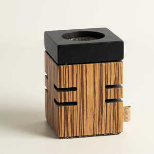 Geometric <b>Wooden</b> Bakhoor <b>Burner</b> with Black Top Modern Incense Holder <b>for</b> Oud & Resin - Product Image 5
