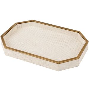 Plateau de service élégant avec base en similicuir pour support polyvalent idéal pour la table basse de bar ou les accessoires de maison - Product Image 2