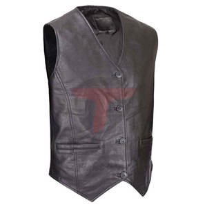Automne hommes gilet en cuir avec col en V respirant chaud Logo personnalisé vêtements d'extérieur pour tenue décontractée prix raisonnable - Product Image 5