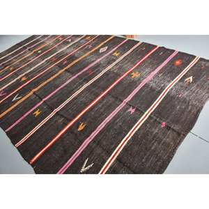 Alfombra de lana marrón bohemia de área grande, diseño de retazos de estilo clásico turco de 7,2x12,8 pies para adolescentes, látex rectangular para pasillo - Product Image 4