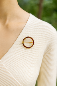 เข็มกลัดเงินแท้ 925 ชุบทอง ประดับพลอยโกเมน งานแฮนด์เมด สำหรับผู้ชาย - Product Image 5