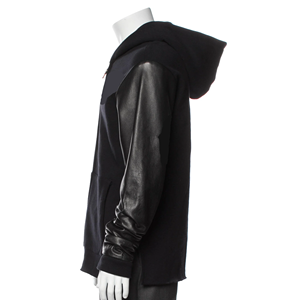 Sweat à capuche pull pour hommes d'automne avec fonction anti-rétrécissement manches en cuir PU personnalisables conception pratique respirante avec poches - Product Image 1