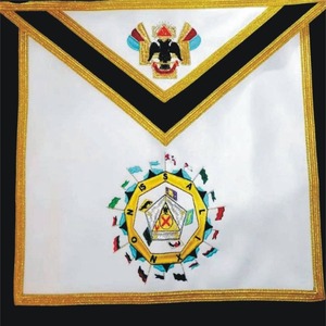 Tablier de maître brodé avec logo personnalisé de 32 degrés de rite écossais maçonnique avec ceinture à boucle et badges Vente chaude - Product Image 6