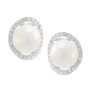 Boucles d'oreilles Kriaa plaqué argent fin blanc autrichien pierre perle modèle 1307106 - Product Image 1