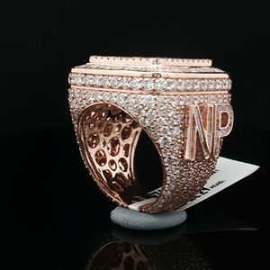 Luxury 10KT Pink Gold <b>Initial</b> <b>Ring</b> Iced Out Hip Hop Jewellery Natural Diamond Customisable for Parties Gifts-Sheetal Diamonds - Product Image 2