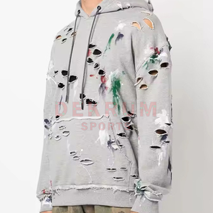 Venta caliente de encargo bajo MOQ Sudadera con capucha desgastada de calidad superior aspecto elegante ropa de calle Sudadera con capucha desgastada - Product Image 4
