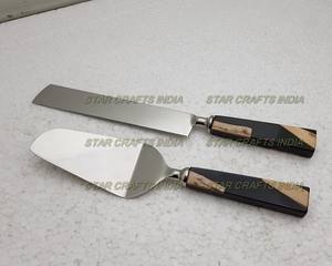 Wholesale Resin & Stainless Steel Cake Serving Set of 2 with <b>Mirror</b> Polish for Bake Ware Cake Tools Birthday Party Cake - Product Image 6