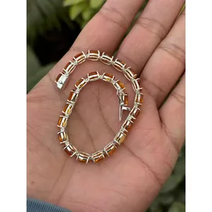 Pulsera de tenis de plata 925 con citrino, accesorio de joyería elegante y con estilo. - Product Image 6