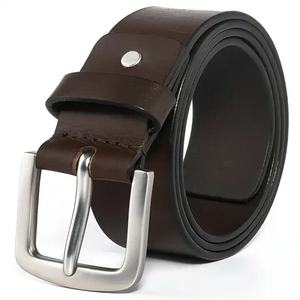 Ceinture en cuir de vachette véritable pour homme avec boucle en alliage-Design décontracté personnalisable - Product Image 2
