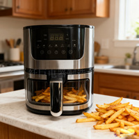 ODM/OEM LOGO Moderne Four électrique multifonctionnel en acier inoxydable avec écran tactile, friteuse à air carrée sans huile et grill, protection contre la surchauffe, pour hôtels