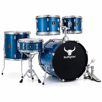 Batterie de percussions Bullfighter DW11 Blue 5 pièces, 3 cymbales en laiton, coquilles en érable et bouleau, 10, 12, 14, 16, 22 pouces