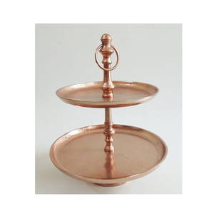 Support à gâteau en aluminium métallique finition antique 2 étages Décoratif Vente en gros Classique Supports à gâteau pour la décoration de la maison - Product Image 1