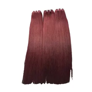 Extensions de cheveux de couleur rouge d'os de cheveux de trame droite soyeuse de l'usine VQ de cheveux humains vietnamiens
