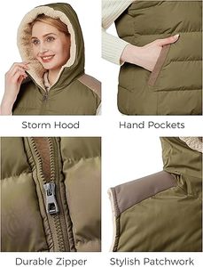 Cotton Custom Women's Winter With Hood Casual Outerwear Jacket <b>Quilted</b> Fleece Plus Size Warm for Women Puffer Vests & <b>Waistcoats</b> - Product Image 5