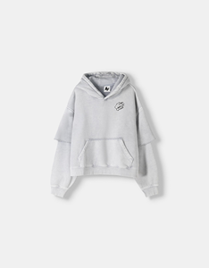 Sudadera con capucha de gran tamaño para hombre con logotipo personalizado al por mayor, Jersey de algodón grueso bordado, sudadera con hombros caídos - Product Image 1