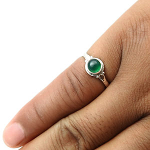 แหวนพลอยโอนิกซ์สีเขียวธรรมชาติเครื่องประดับ925ตามสั่ง - Product Image 3