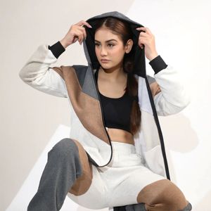 Chándal con cremallera de moda para Mujer | Conjunto de ropa deportiva elegante de dos piezas con chaqueta con cremallera y pantalones Jogger | Cómodo, ligero - Product Image 4