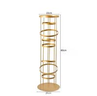 Support floral haut doré multi-anneaux pour centre de table, avec décorations de roses et d'hortensias, pour réceptions de mariage, en gros