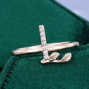 แหวนเพชร 'L' เริ่มต้นสำหรับผู้หญิงเงิน S925พร้อมชุบทองโมอิสซาไนท์แฟชั่นและของขวัญหมั้น - Product Image 5