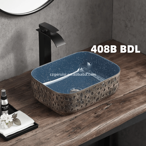 Bassin d'art design spécial grotte de roche impression lavabo style antique couleur grise comptoir évier - Product Image 3