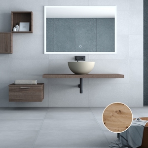 Easy Top 98x50x5cm Estante de baño de aglomerado con cara de melamina Anudado Color roble Accesorio para lavabo superior Empaquetado - Product Image 3