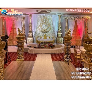Decoración de escenario de compromiso para ceremonia de boda, escenario de fibra con temática de srylankan, escenario de boda de India del Sur, escenario de recepción de boda - Product Image 1