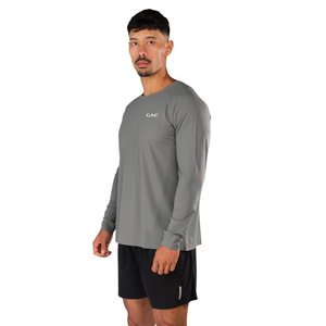 <b>Mens</b> Customized Grey Long Sleeve Crew Neck <b>Silk</b> Screen Fleece Polyester/Cotton T-<b>Shirt</b> Soft Breathable Lightweight Regular Fit - Product Image 3
