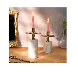 Bougie romantique de luxe en marbre naturel avec finition en pierre rouge et bleue, bougeoir court pour la décoration de la pièce - Product Image 3