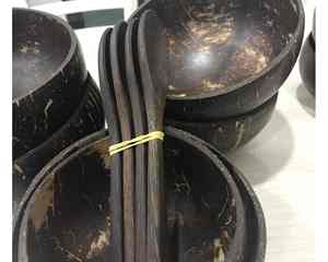 Tazón de cáscara de coco natural con estilo decorativo hecho a mano de cáscara de coco real Tazón de cáscara de coco Listo para exportación - Product Image 3