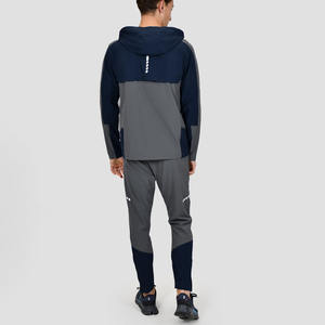 Veste coupe-vent à capuche bicolore pour hommes en gros, logo personnalisé, légère et coupe-vent pour la course à pied et les activités de plein air - Product Image 4