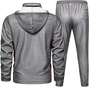 Survêtement d'hiver 2 pièces pour hommes de haute qualité Color Block Sweat à capuche zippé et Slim Fit Jogger Tenues de sport en gros - Product Image 2