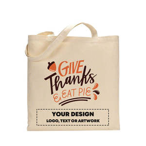 Bolsas de Algodón para el Día de Acción de Gracias - Impresas con 'Give Thanks Eat Pie' para Compras y Decoraciones Festivas - Product Image 2