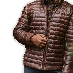 Chaqueta Clásica de Cuero Acolchada con Cierre de Cremallera, Interior Cálido y Elegante Diseño Acolchado para Clima Frío - Product Image 3