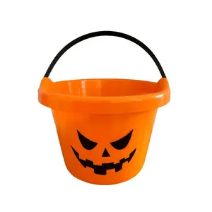 Cubo de calabaza de Halloween para truco o trato, farol, cesta de dulces, suministros para fiestas de Halloween, cubos de calabaza con asa