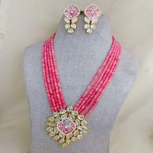 Belle multi-couches plaqué or pierre Look collier ensemble boucles d'oreilles pour les femmes bijoux de créateur pour mariage et fête porter - Product Image 1