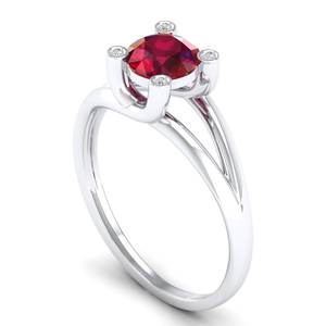 Bagues de fiançailles REYES luxueuses en argent sterling 925 avec moissanite VVS, taille ronde, pierre précieuse rubis 0,84 carats pour femmes - Product Image 2