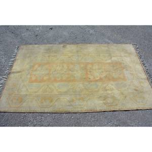 Alfombra turca Vintage Beige Naranja 3,7 X 6.4ft Lana Área grande Patrón abstracto Rectángulo Pasillo Modelos Látex para la decoración de la habitación - Product Image 4