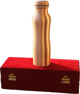Handmade Copper Water Metal Bottle Modern Style Leak-Proof and Joint-Free for Travel with its <b>Red</b> Velvet <b>Gift</b> <b>Box</b> - Product Image 1