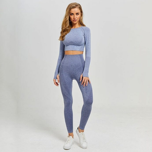 Nuevo conjunto de dos piezas, conjunto de entrenamiento, Top deportivo de gimnasio y mallas, ropa de Fitness para mujer, ropa activa, conjunto de Yoga para gimnasio, traje de Yoga para mujer - Product Image 4