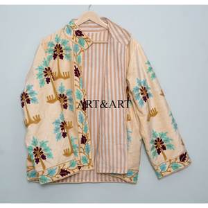 <b>Women's</b> <b>Velvet</b> Artisan Hand Embroidered Suzani Quilted <b>Jacket</b> Outdoor Floral Design 100% Cotton Shell Woven Fabric Eco-Friendly - Product Image 6