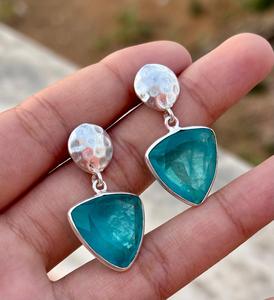 925 Sterling Silver Beautiful Silver Jewelry Pariba Crystal Gemstone Boucle d'oreille Vintage pour la fête de mariage Cadeau Gemstone Boucle d'oreille - Product Image 3