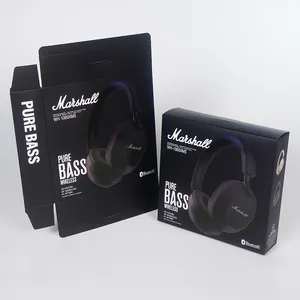 Kotak kemasan headphone kustom desain kemasan elektronik kotak kemasan mewah hitam premium besar