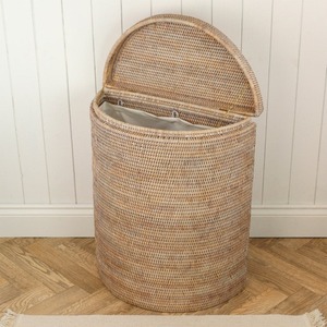 Rattan Halfmoon <b>Wicker</b> Lidded <b>Laundry</b> <b>Basket</b> Handmade Storage <b>Baskets</b> Natural Rattan Modern Multifunction Made in Viet Nam - Product Image 2