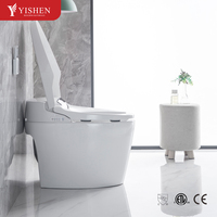 Offre Spéciale Bidet Intelligent à Ouverture Automatique, Télécommande Électronique, Réservoir Intégré, Fixation au Sol, Allongé, à Gravité, Siphon en P/S