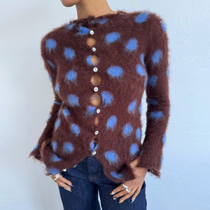 Cardigan Lavorato a Maglia a Pois di Alta Qualità - Giacca Maglione Oversize con Bottoni per Autunno/Inverno <span class=keywords><strong>Su</strong></span>éter De Mujer - Product Image 1